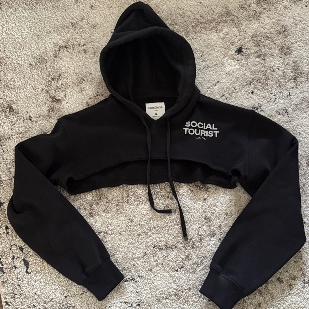 Black Cropped Hoodie